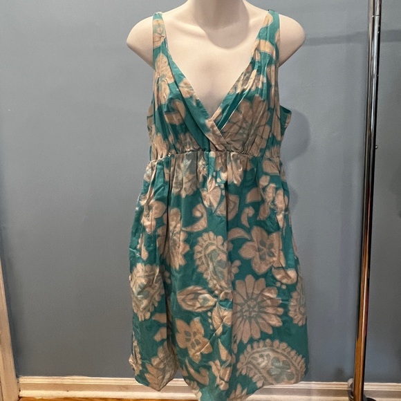 Women’s Large Old Navy Teal & White Floral Dress - Picture 1 of 5